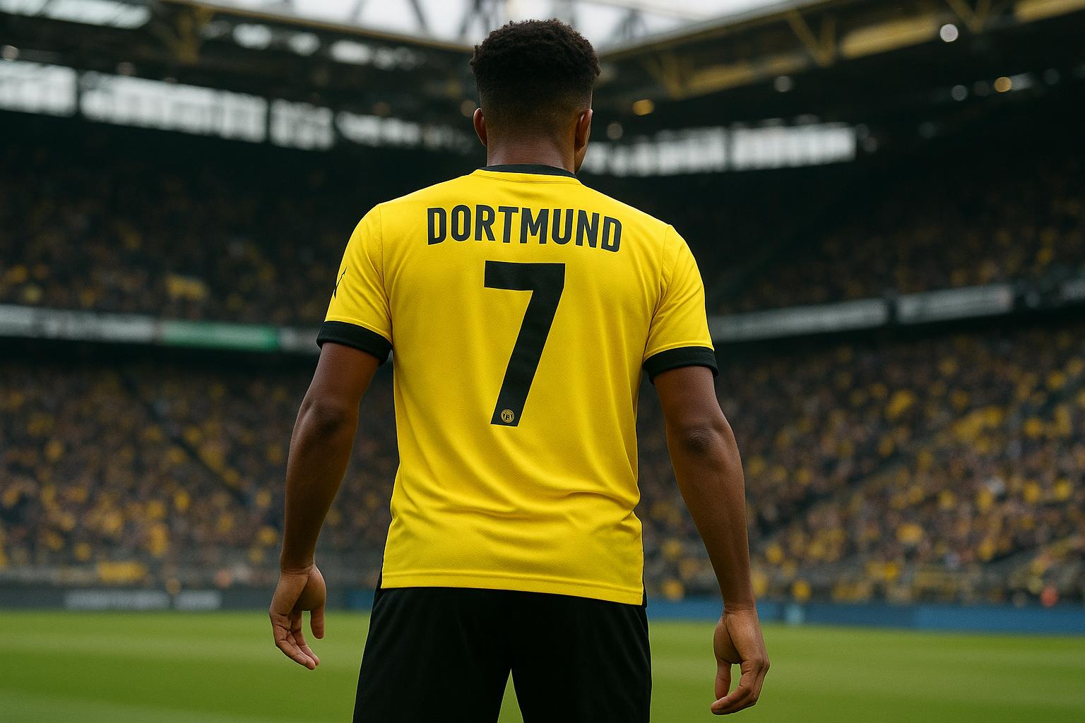 Jadon Sancho in een wedstrijdcontext, gelinkt aan een mogelijke terugkeer naar Borussia Dortmund