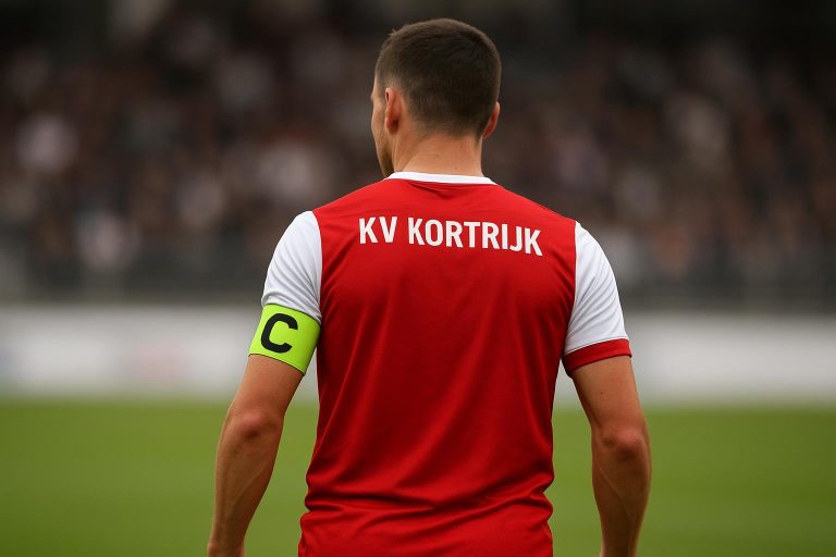 Brecht Dejaegere in actie als aanvoerder van KV Kortrijk tijdens een wedstrijd