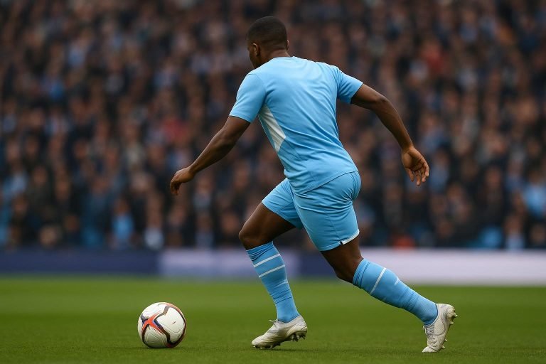 Jérémy Doku in actie voor Manchester City tijdens een wedstrijd