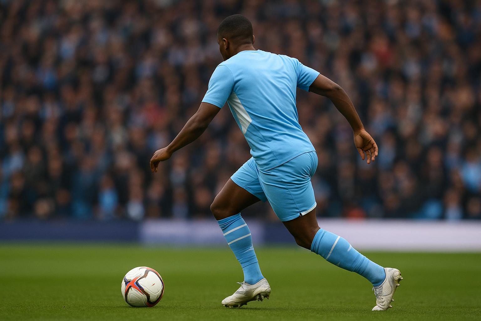 Jérémy Doku in actie voor Manchester City tijdens een wedstrijd
