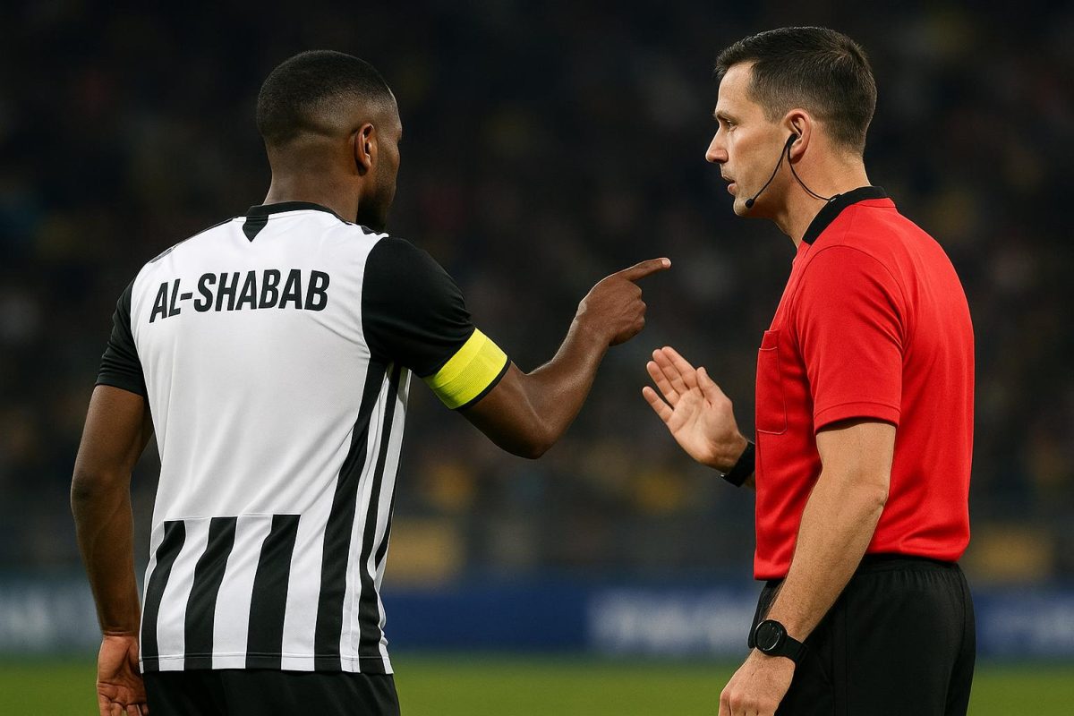 Yannick Carrasco van Al-Shabab reageert na zijn rode kaart in de finale tegen Al-Rayyan.