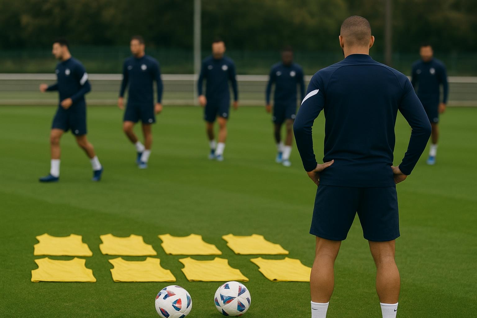 Sfeershot rond Karim Benzema en de Franse nationale ploeg zonder herkenbare gezichten