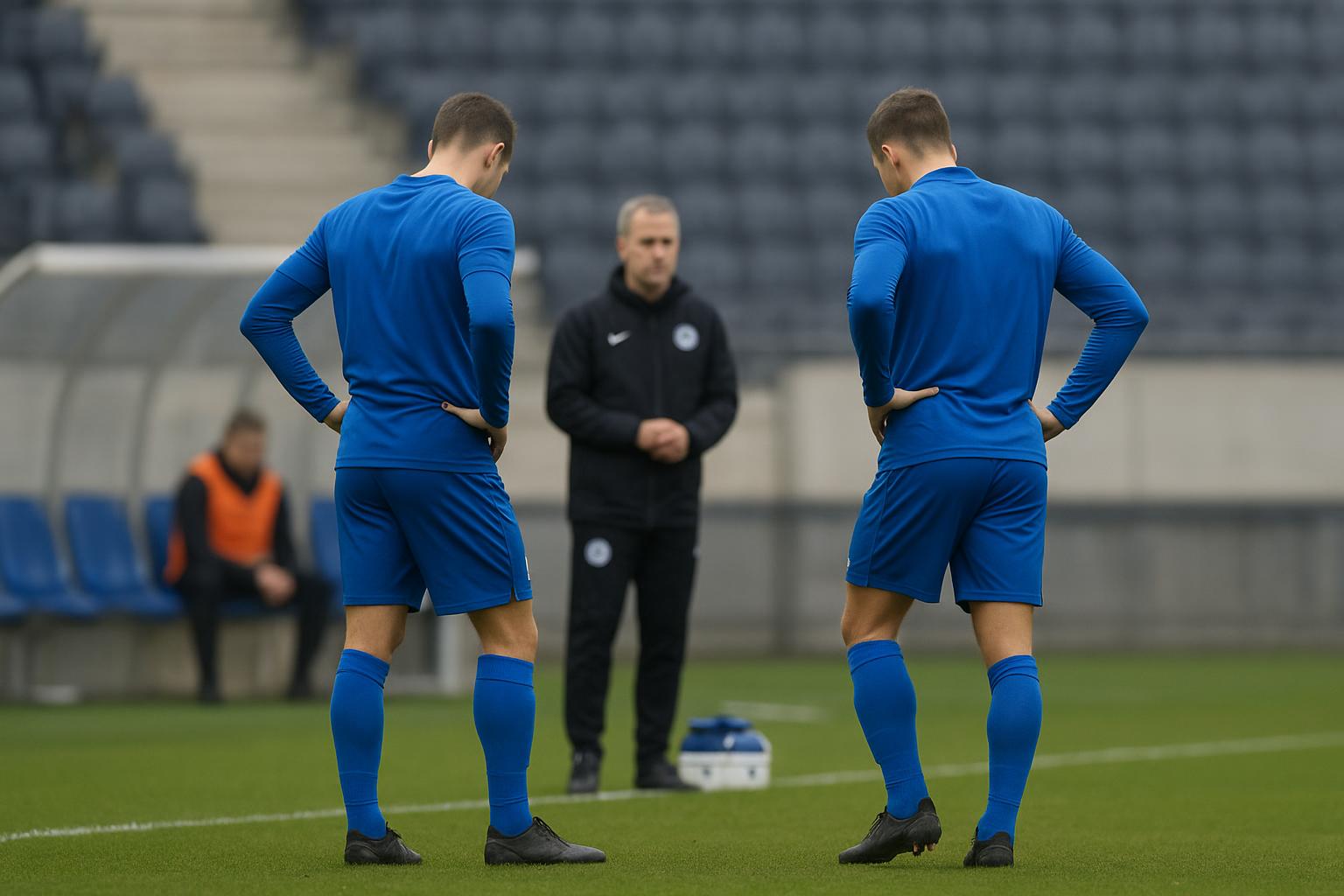Spelers van KAA Gent op het veld terwijl de ploeg met blessurezorgen kampt