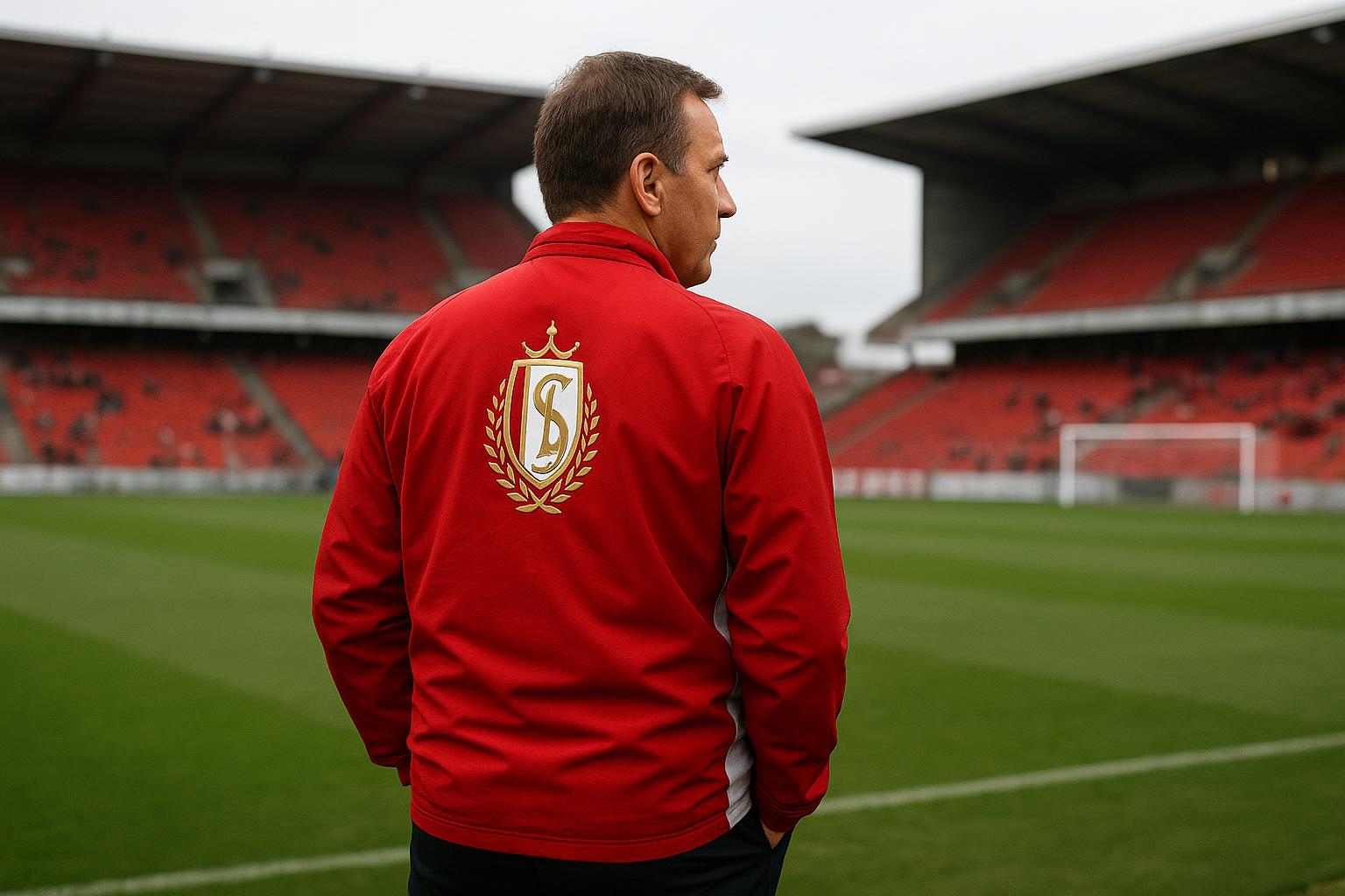 Vincent Euvrard langs de zijlijn bij Standard in het stadion van Sclessin