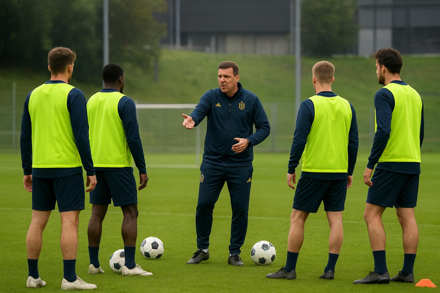 David Hubert volgt een training van Union SG op terwijl de ploeg met blessurezorgen richting Anderlecht trekt.