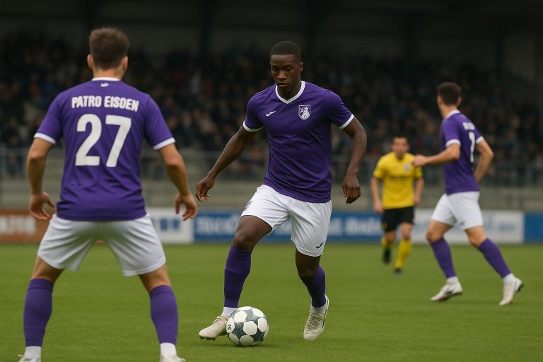 Spelers van Patro Eisden tijdens een wedstrijd in de Challenger Pro League
