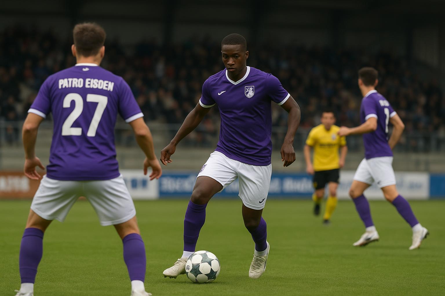 Spelers van Patro Eisden tijdens een wedstrijd in de Challenger Pro League