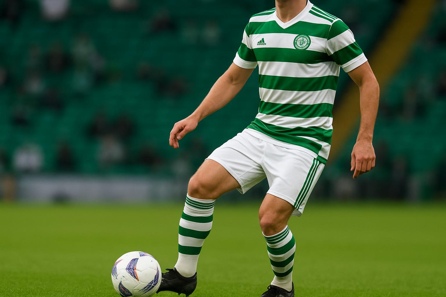 Arne Engels van Celtic Glasgow in actie tijdens een wedstrijd