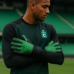 Doelman Warleson van Cercle Brugge in groen-zwarte uitrusting tijdens een wedstrijdmoment
