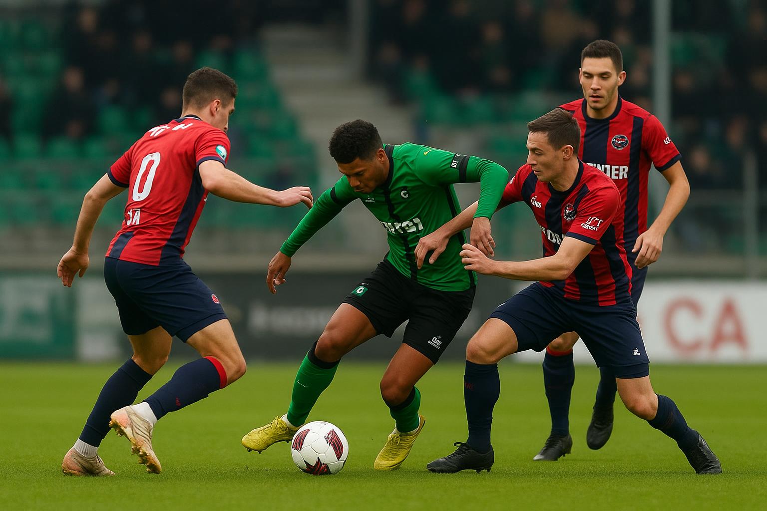 Actiebeeld uit Cercle Brugge tegen FCV Dender in de Relegation Play-offs