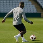 Dieumerci Ndongala tijdens een trainingsmoment op een voetbalveld