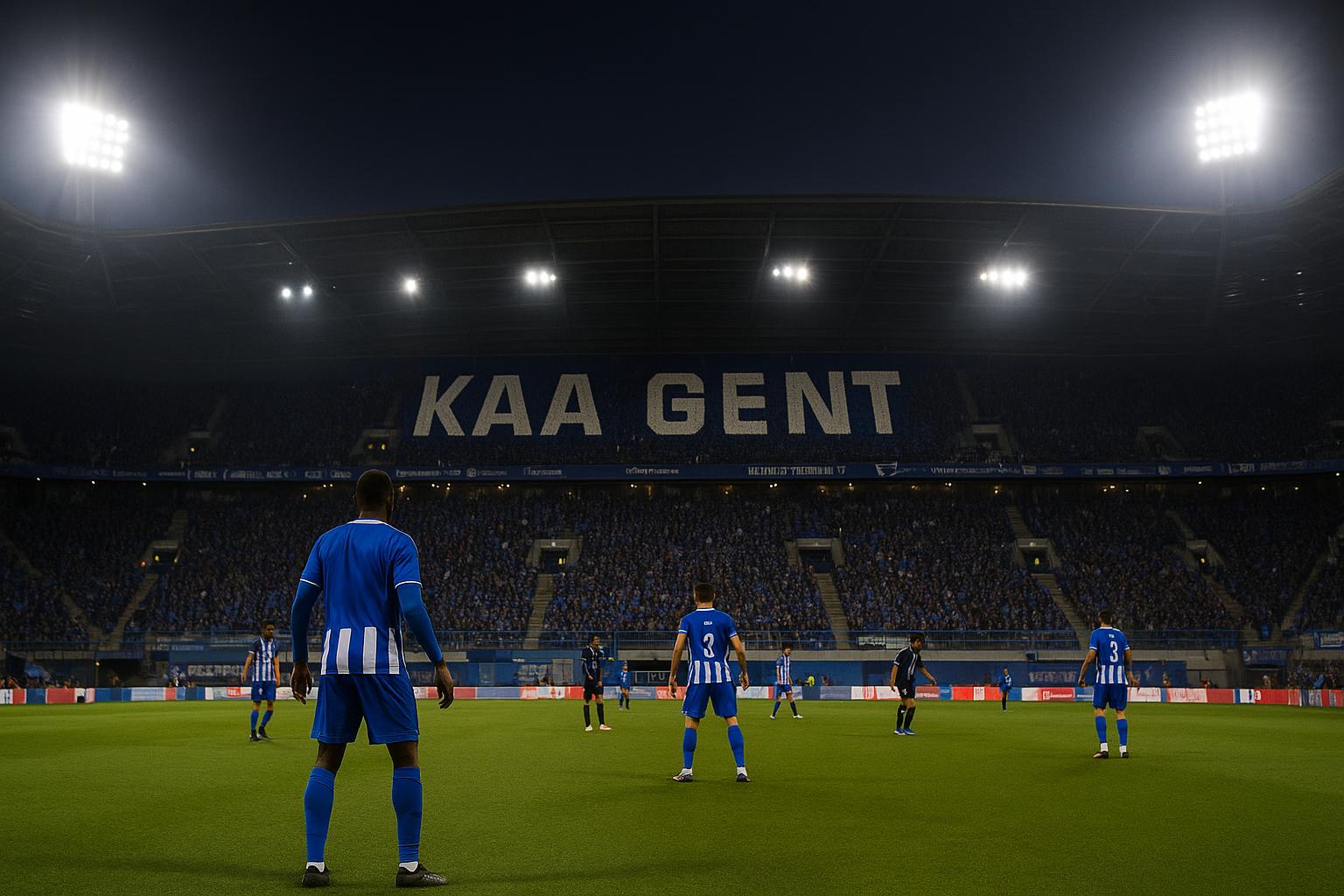 Sfeervol stadionbeeld in Gent voor de topper tegen Club Brugge