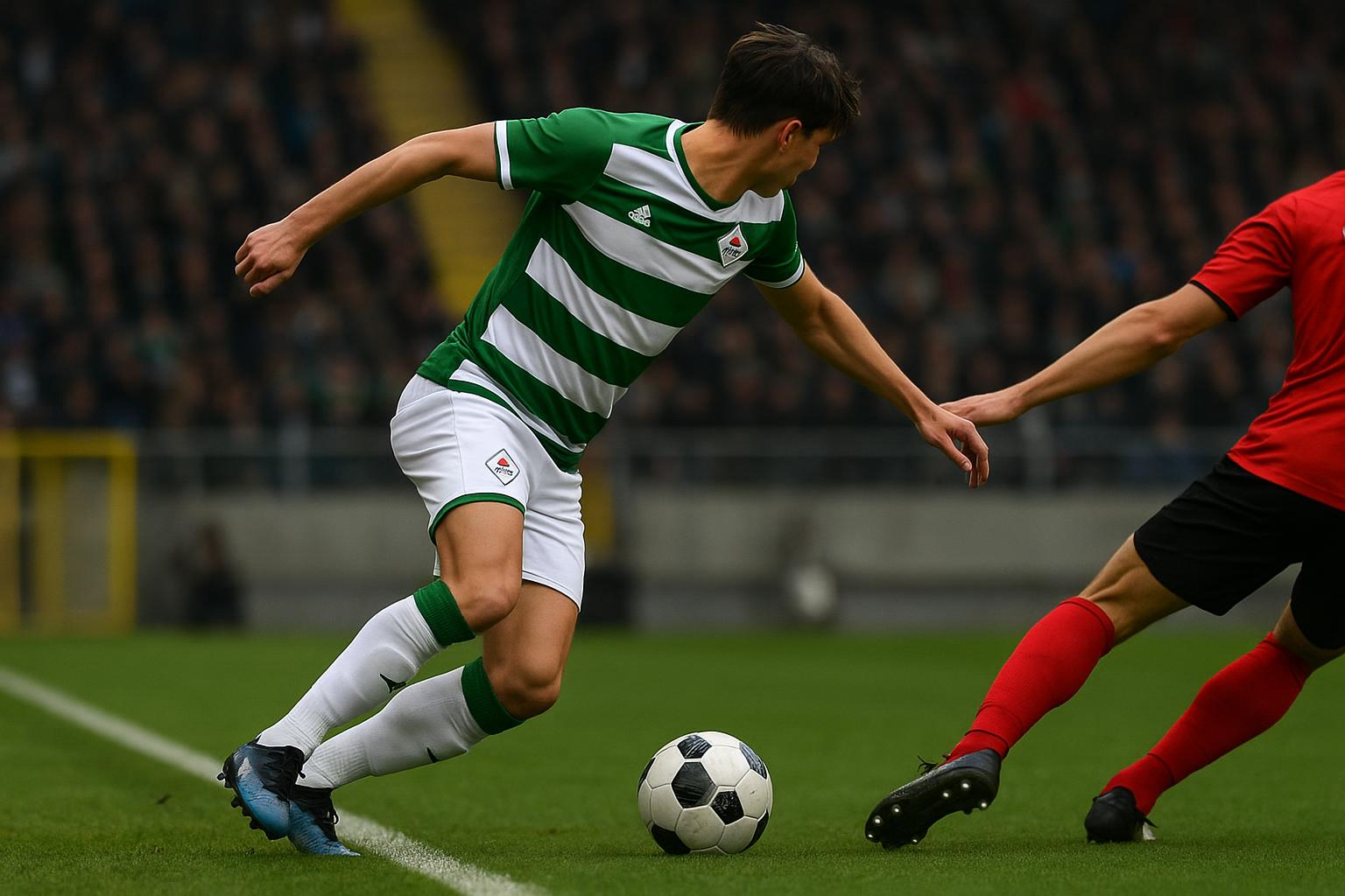 Thibaud Verlinden van OHL in duel tijdens een wedstrijd