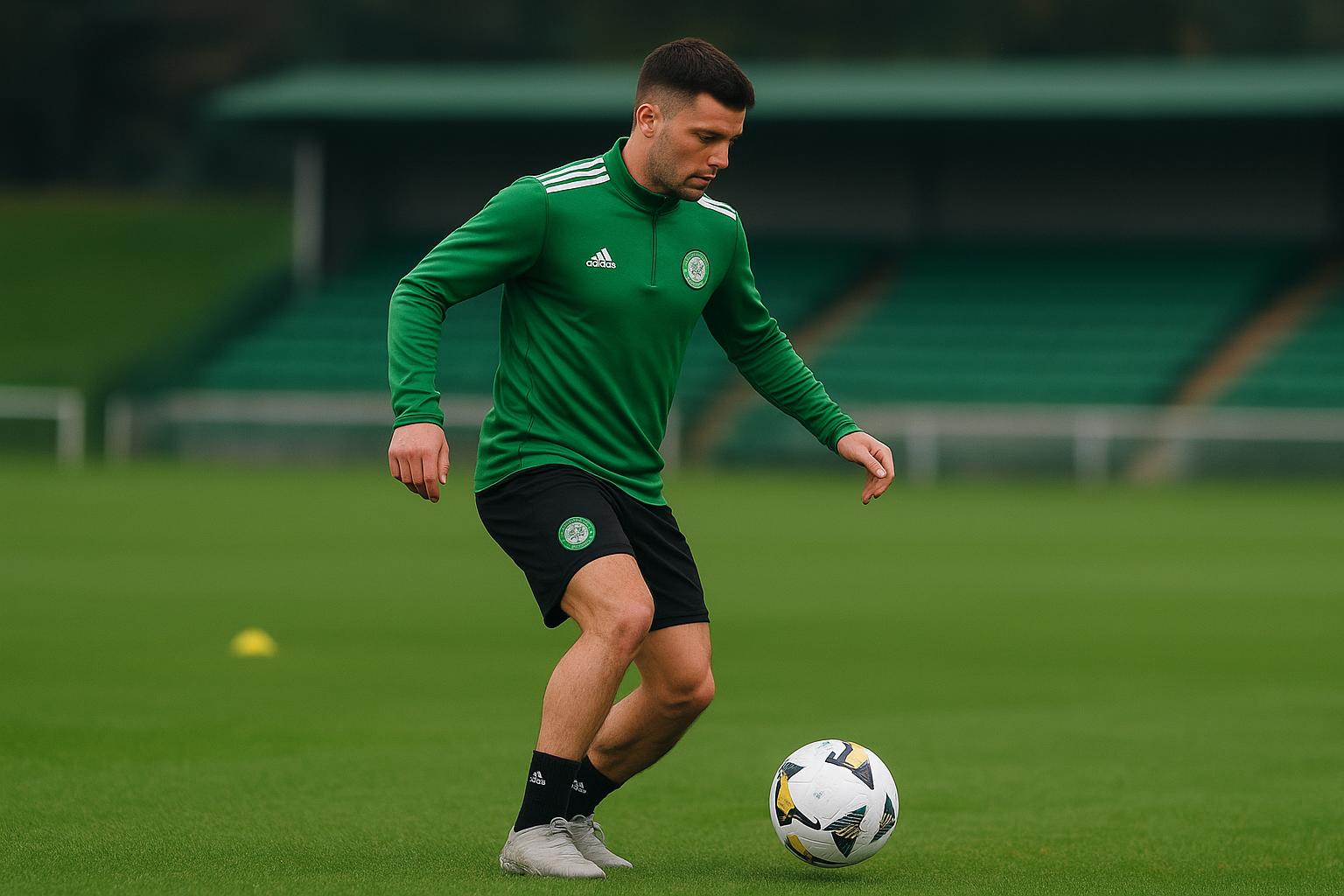 Arne Engels op training bij Celtic in aanloop naar zijn terugkeer na blessureleed