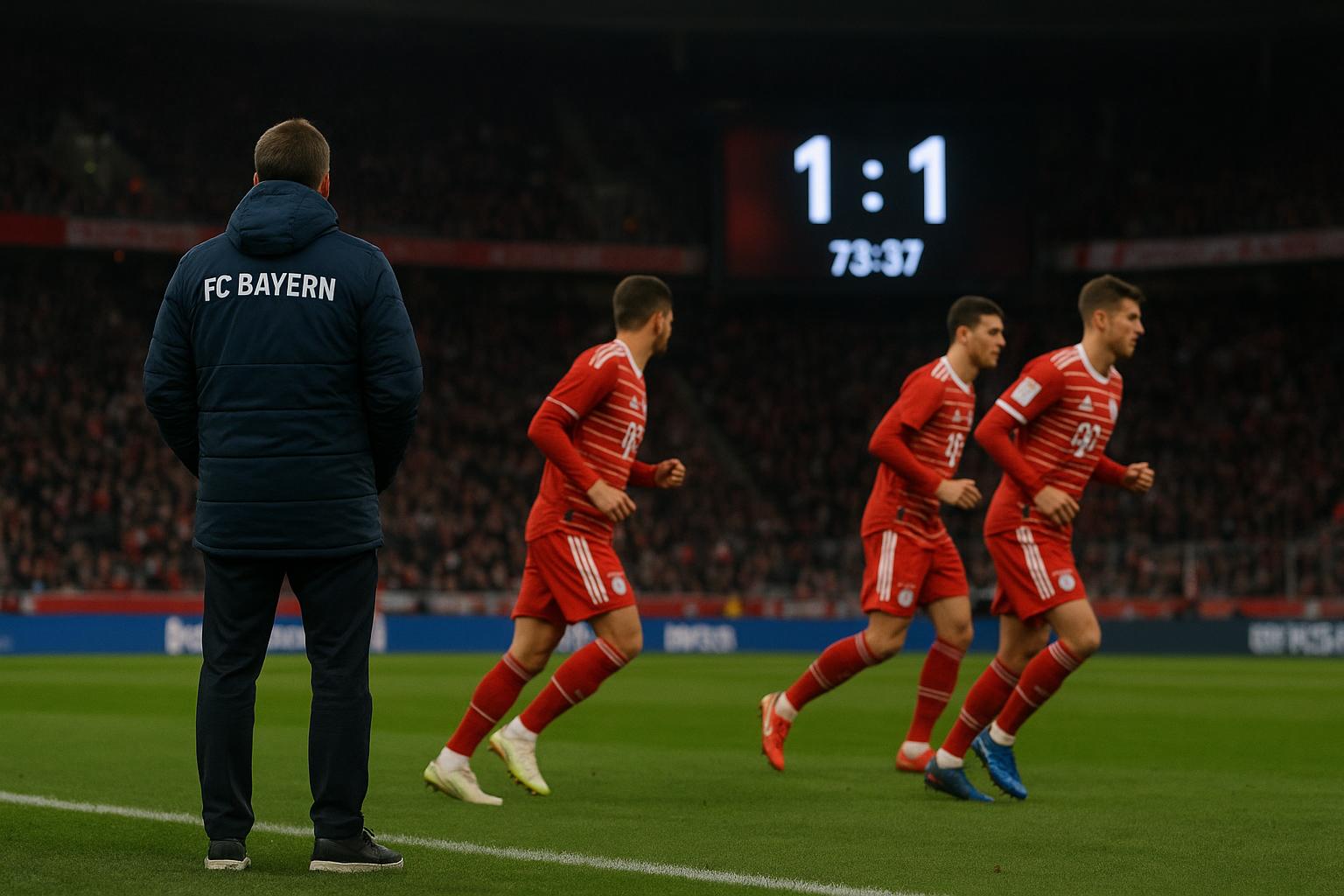 Vincent Kompany langs de zijlijn bij Bayern München tijdens de wedstrijd in Mainz