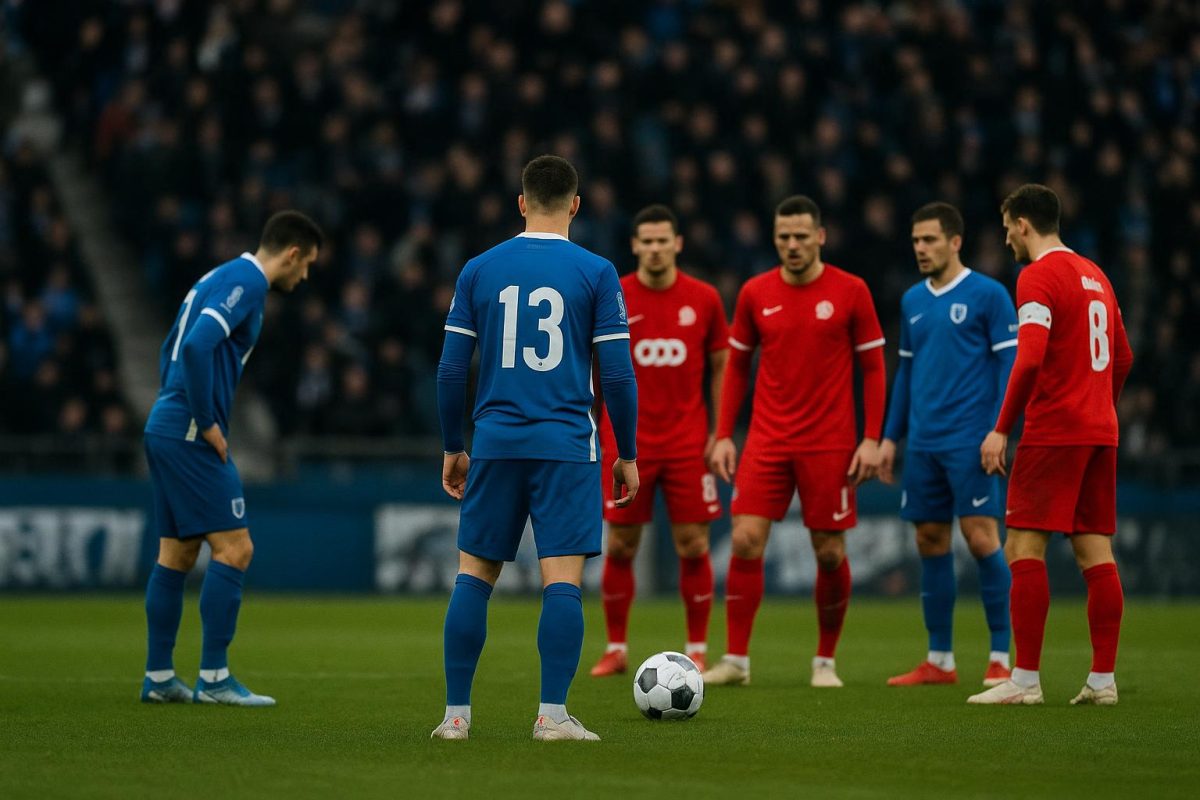 Sfeerbeeld rond KRC Genk tijdens de Europe Play-Off-wedstrijd tegen Standard, met aandacht voor de blessurezorgen bij Kos Karetsas.