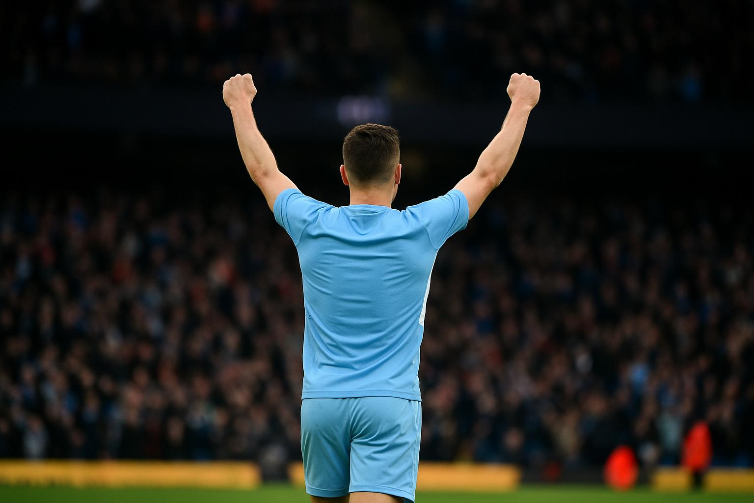 Jérémy Doku viert na zijn beslissende actie voor Manchester City in de FA Cup.