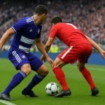 Ludwig Augustinsson van RSC Anderlecht in duel tijdens een wedstrijd in het Lotto Park