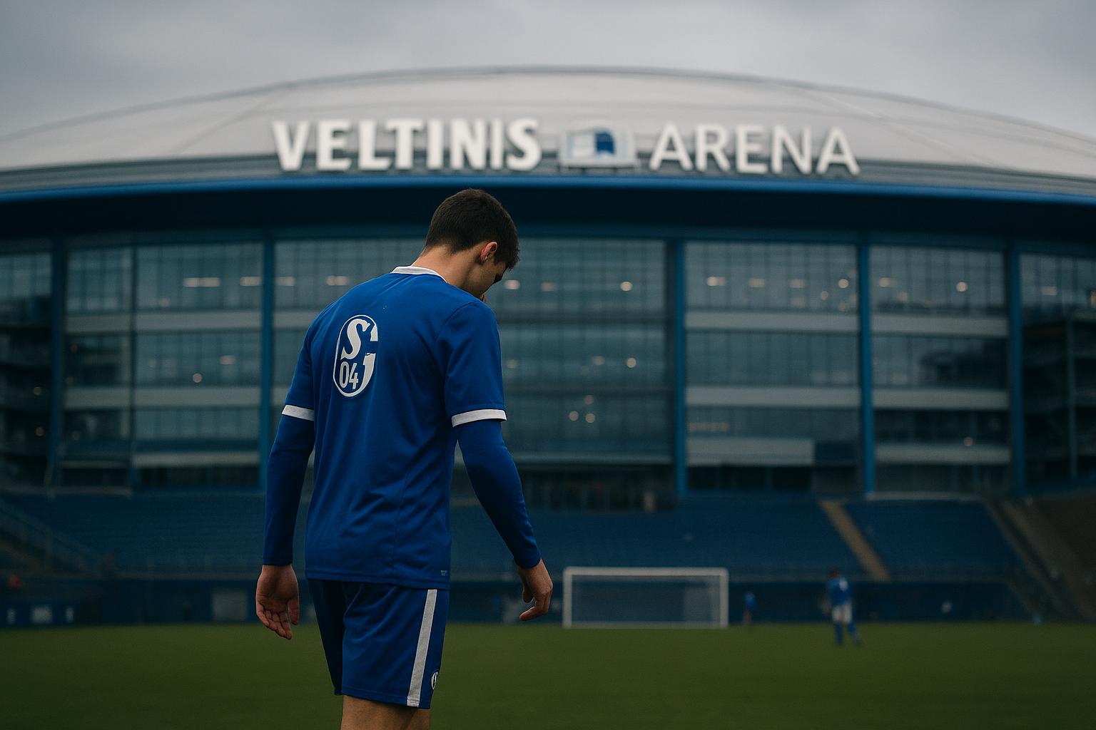 Buitenzicht van de Veltins-Arena, het stadion van Schalke 04 in Gelsenkirchen.