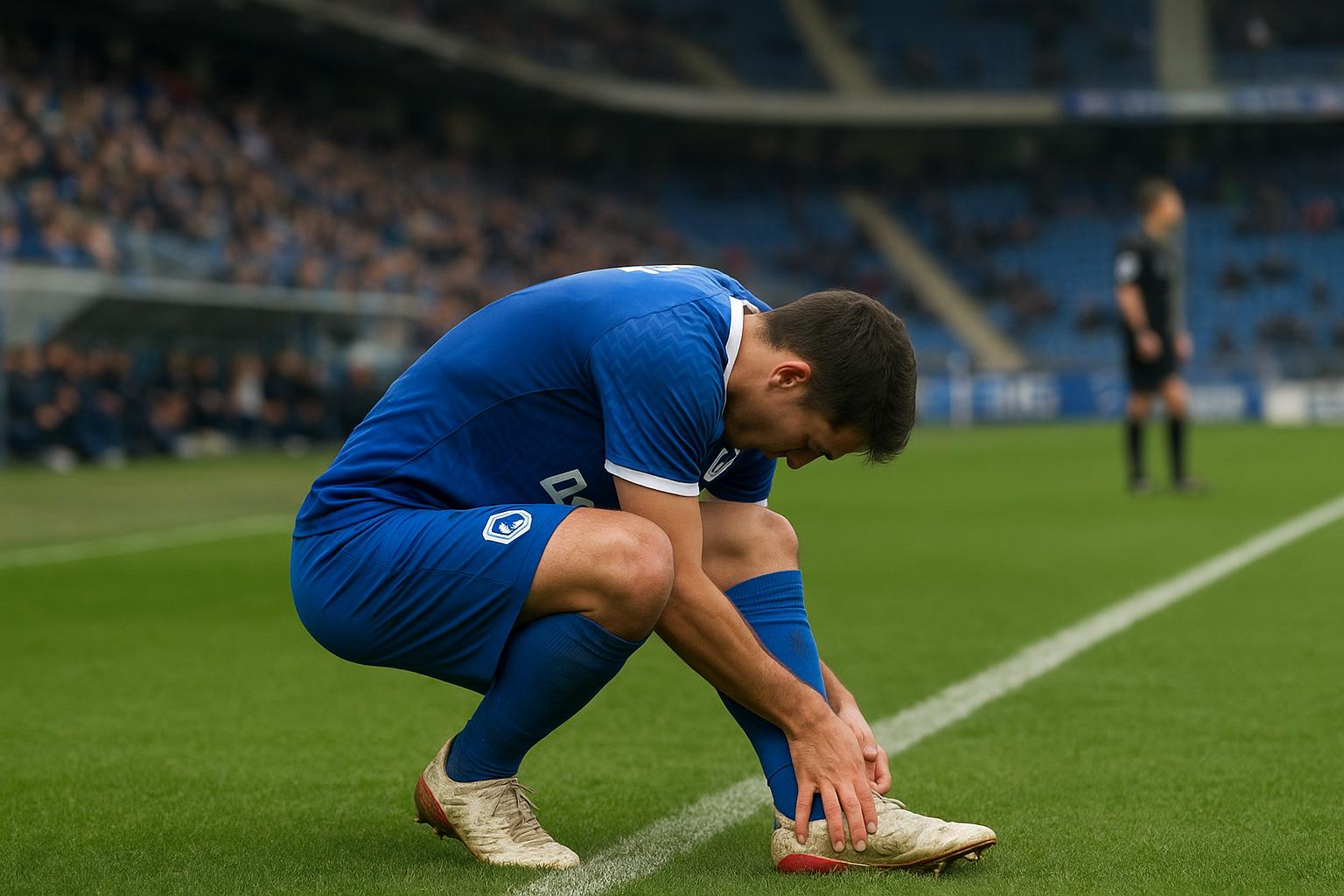 Speler van KRC Genk verlaat het veld met enkelblessure, zonder herkenbare gezichten