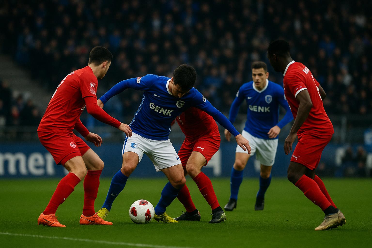 Spelmoment tijdens KRC Genk tegen Standard in de Jupiler Pro League