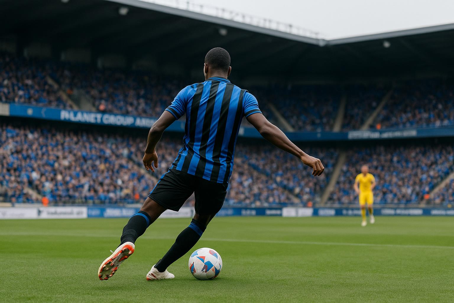 Spelmoment tijdens KAA Gent tegen Club Brugge in de Planet Group Arena