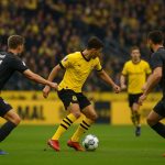 Spelmoment tijdens Borussia Dortmund tegen SC Freiburg in de Bundesliga