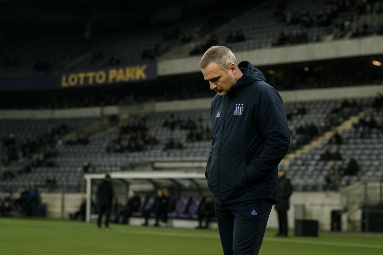 Jérémy Taravel langs de zijlijn in het Lotto Park tijdens Anderlecht-Union