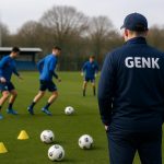 Nicky Hayen tijdens een trainingsmoment bij KRC Genk