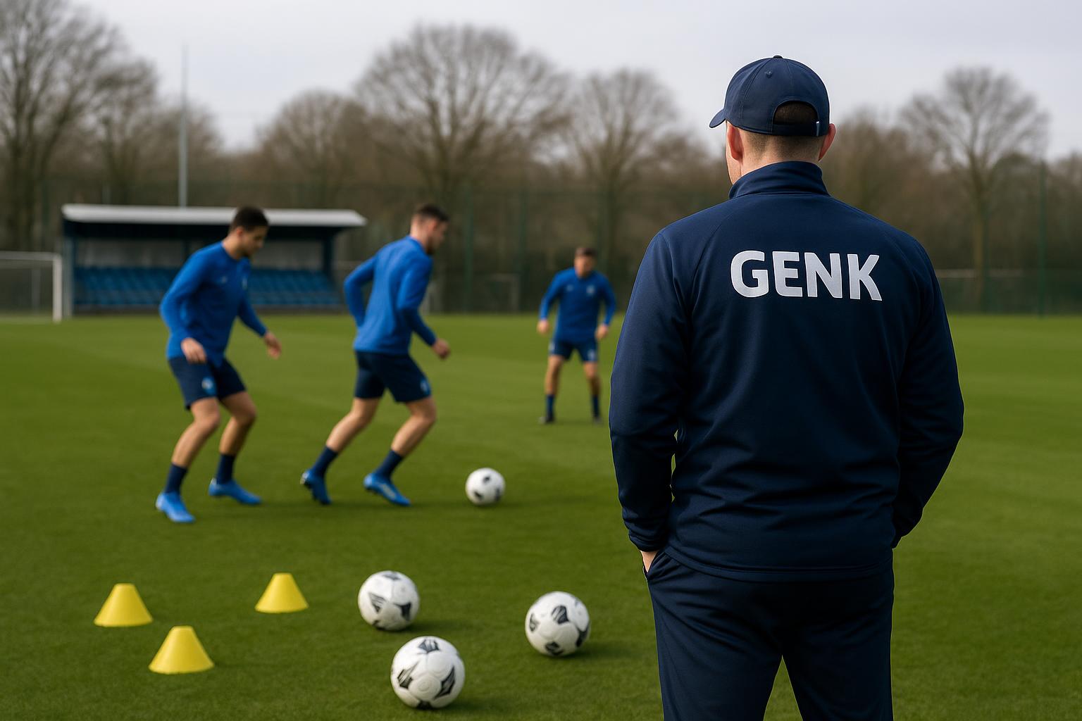 Nicky Hayen tijdens een trainingsmoment bij KRC Genk
