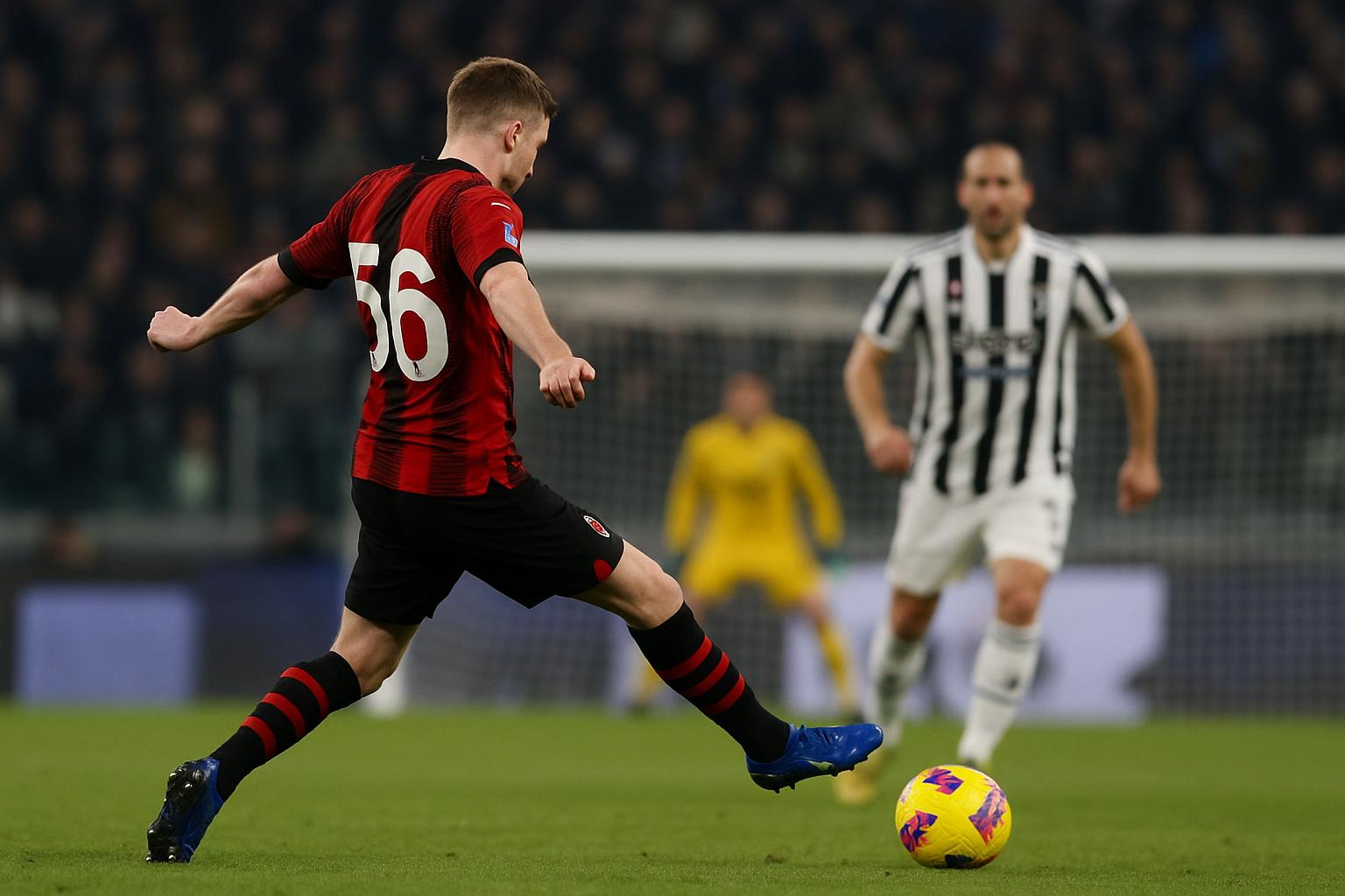 Alexis Saelemaekers in actie voor AC Milan tegen Juventus