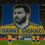 Eerbetoon in het stadion van Tigres UANL bij het afscheid van André-Pierre Gignac