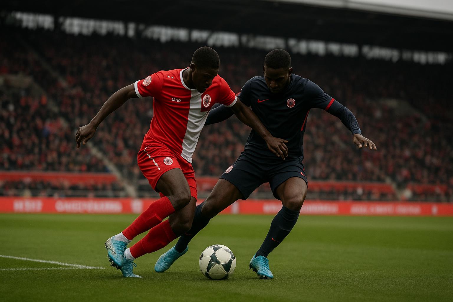 Wedstrijdbeeld van KRC Genk tegen Royal Antwerp FC in de Europe Play-Offs