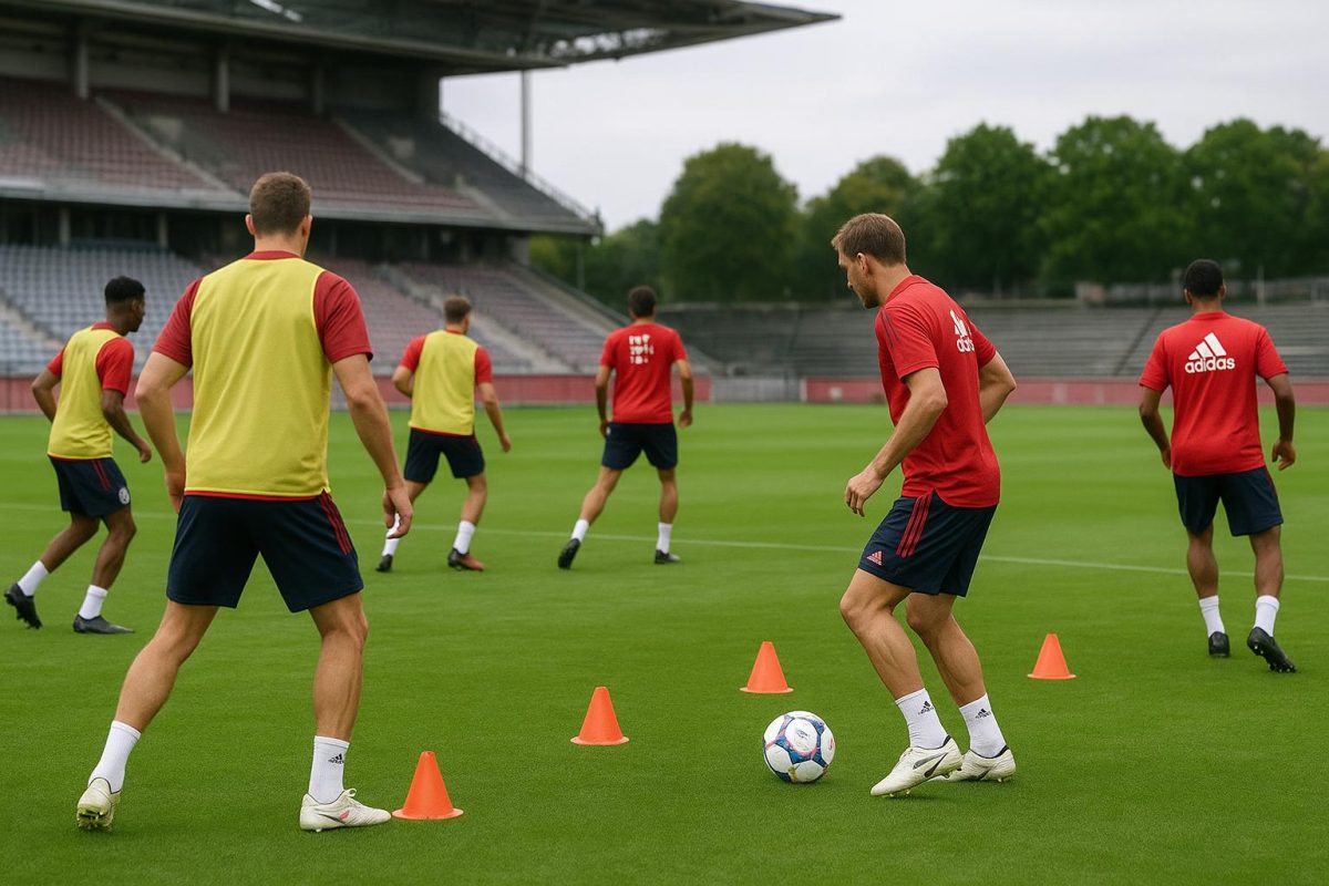 Bayern-spelers op training in aanloop naar het Champions League-duel tegen PSG