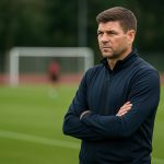 Steven Gerrard in trainingscontext als trainer op een Engels oefencomplex