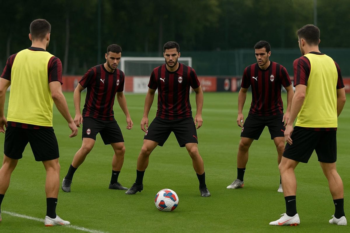 AC Milan op training met focus op het middenveld, zonder herkenbare gezichten