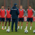 Vincent Kompany bij Bayern München tijdens een trainingsmoment in aanloop naar een Europese topwedstrijd