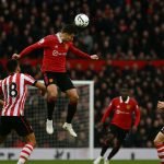 Spelers van Manchester United vieren een doelpunt in de wedstrijd tegen Brentford op Old Trafford