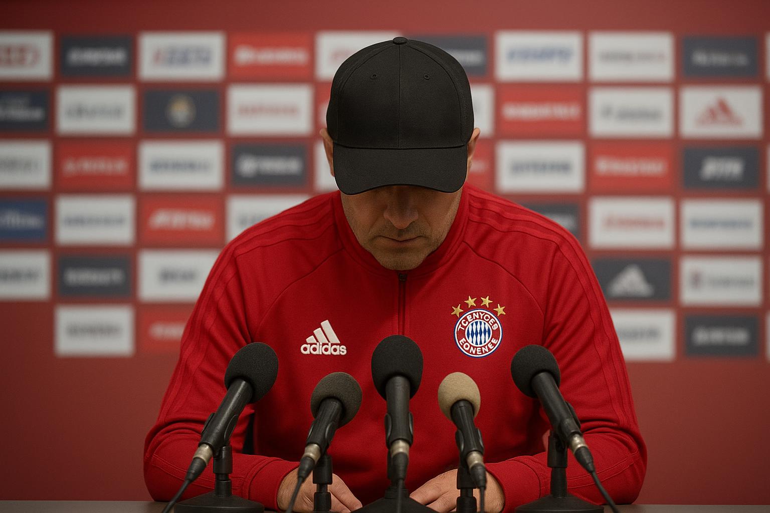 Vincent Kompany, coach van Bayern München, tijdens een persmoment