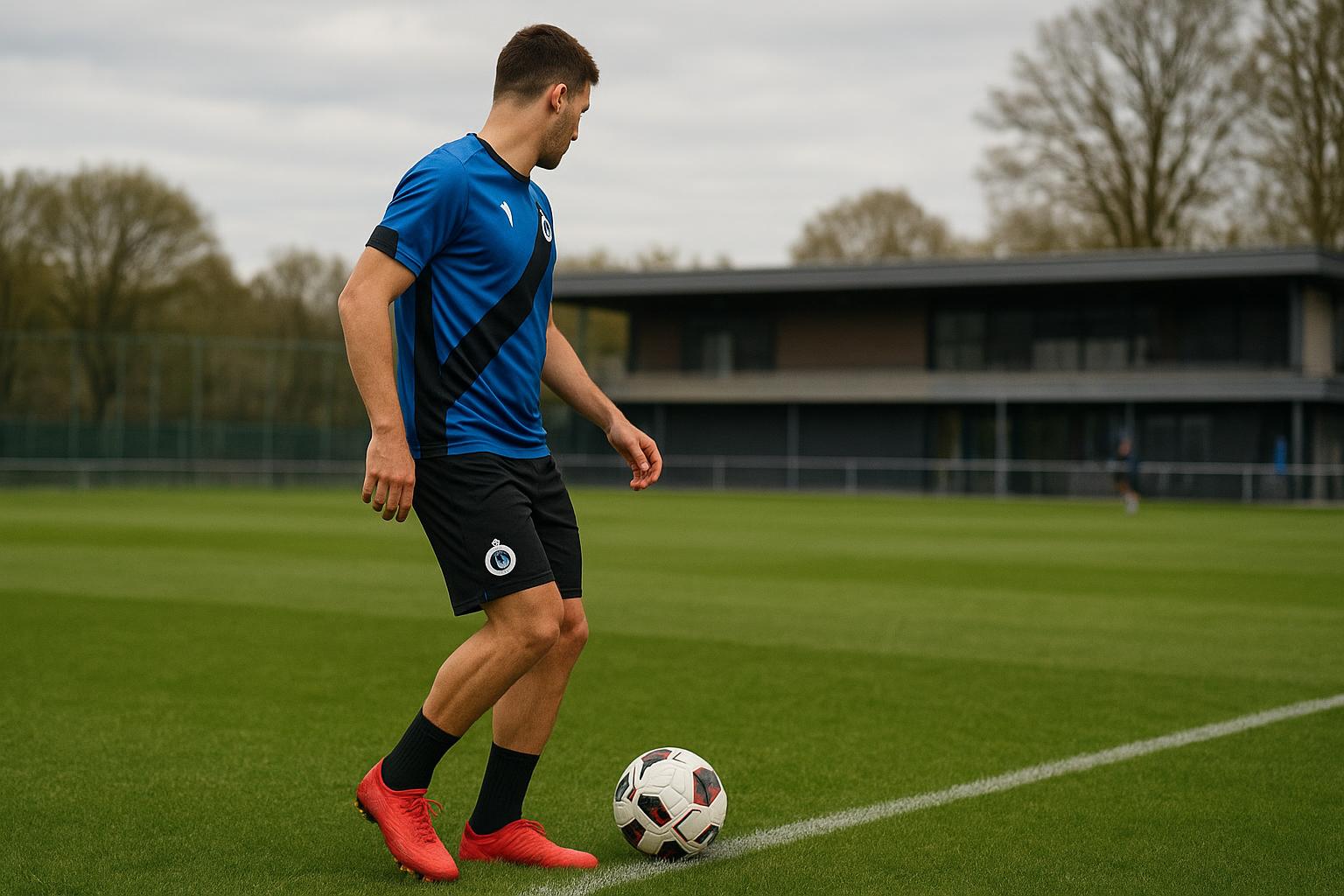 Training bij Club Brugge met focus op een flankaanvaller, als illustratie bij transfergeruchten rond Mamadou Diakhon