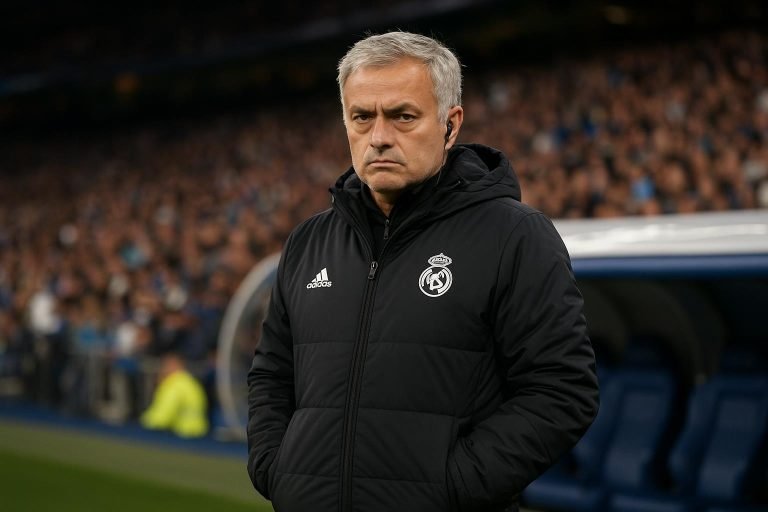 José Mourinho langs de zijlijn tijdens een wedstrijd van Benfica