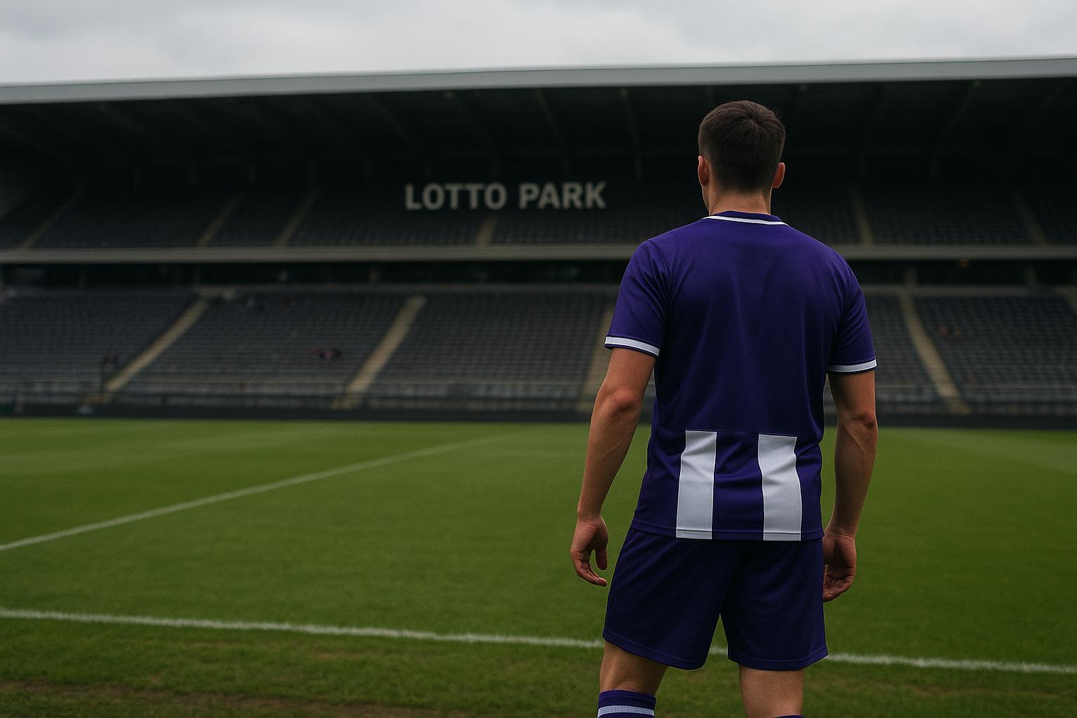 Mihajlo Cvetkovic van RSC Anderlecht in wedstrijdactie in het Lotto Park