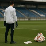 Trainingssituatie van een doelman bij Real Madrid als verwijzing naar de nakende rentree van Thibaut Courtois
