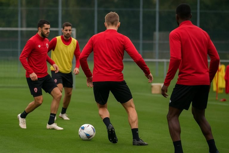 Joseph Oosting van Royal Antwerp FC op training in Deurne-Noord