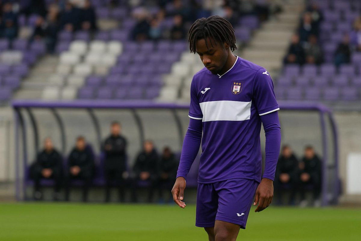 Majeed Ashimeru in actie voor RSC Anderlecht tijdens een wedstrijd