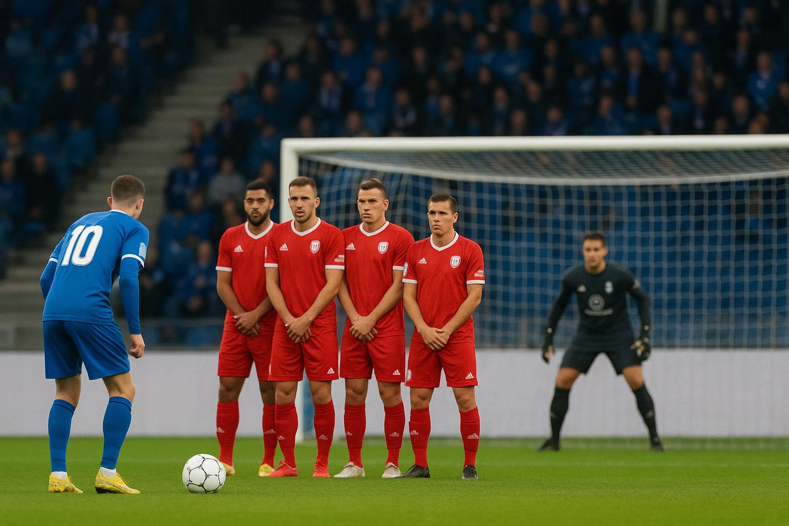 Spelmoment tijdens KRC Genk tegen Standard Luik in de Europe Play-Off