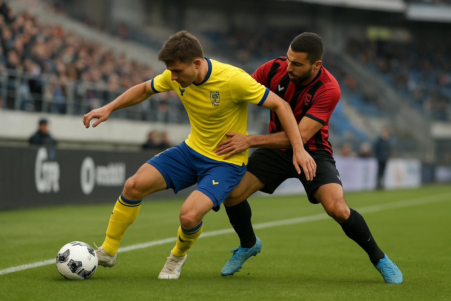 Robert-Jan Vanwesemael in actie voor STVV tijdens een wedstrijd in de Jupiler Pro League.