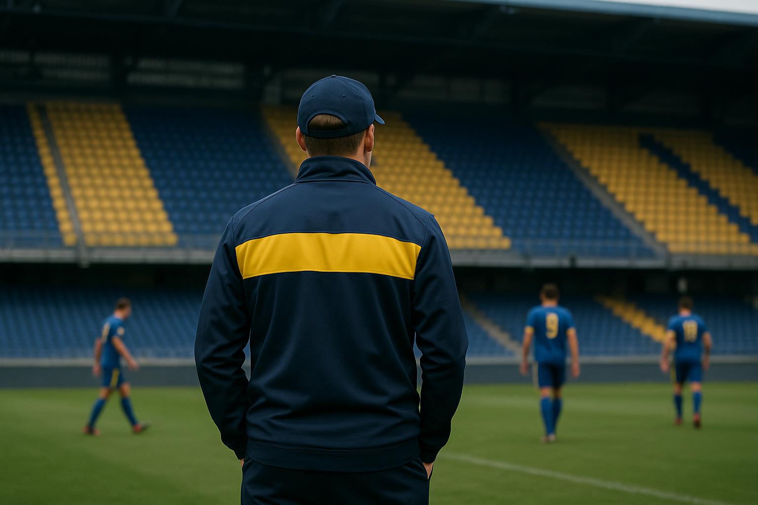 Sfeerbeeld in het Dudenpark bij Union SG met spelers op het veld