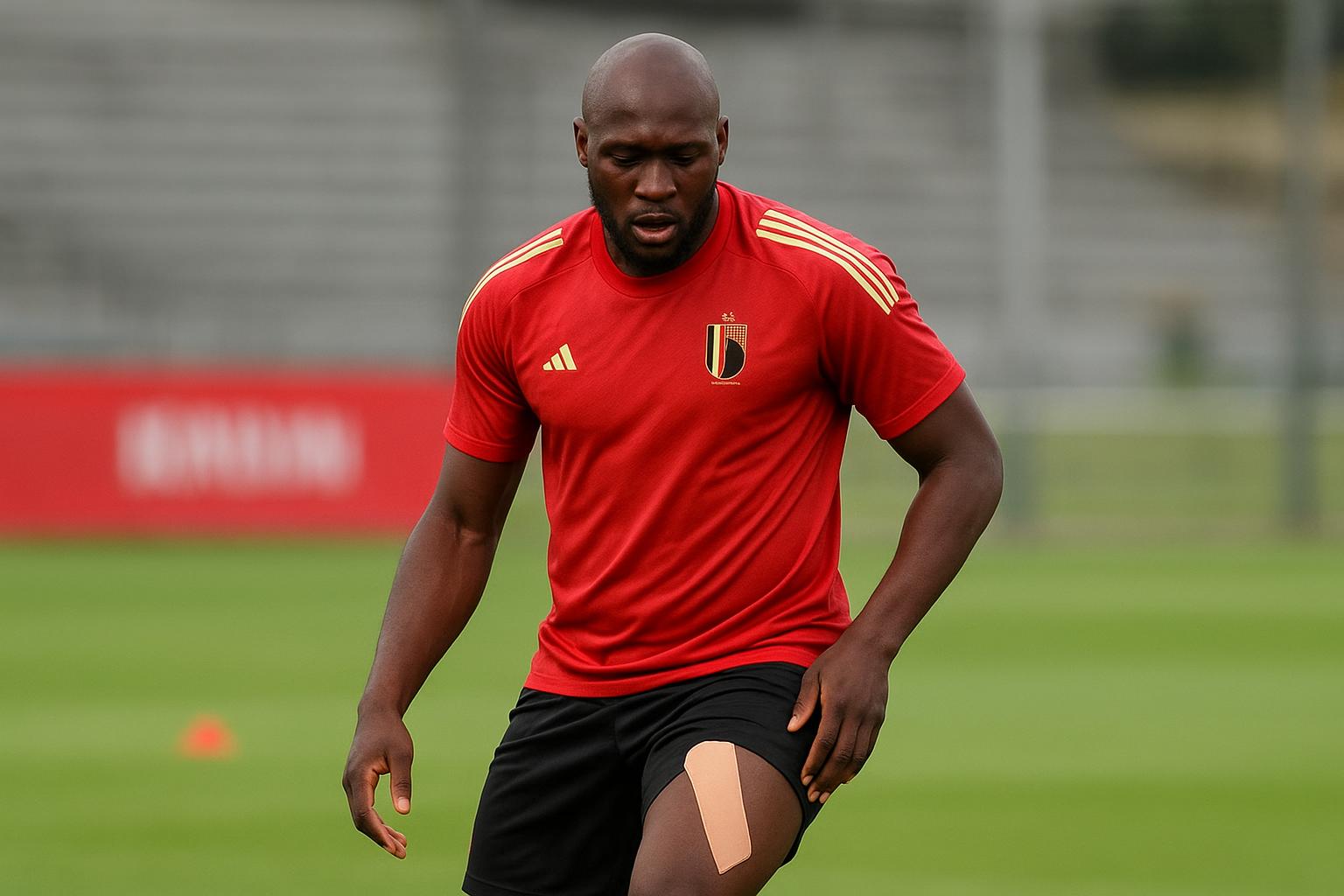 Romelu Lukaku tijdens een revalidatiemoment in België in aanloop naar zijn rentree