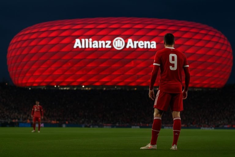 Avondsfeer in en rond de Allianz Arena in aanloop naar Bayern-PSG in de Champions League